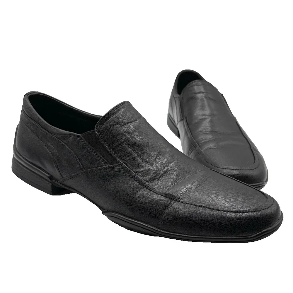 BACCO BUCCI Studio Loafer Men's Size 12 Black Leather Slip On‎ NWOB